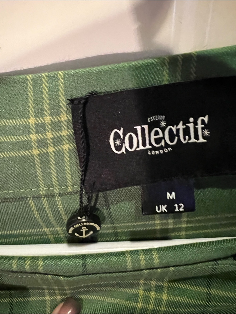 Collectif Green Plaid Skirt